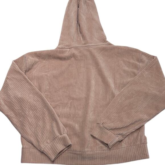 Abercrombie & Fitch Hoodie Womens Medium Pink Ribbed Velour Pullover Sweater - Picture 2 of 8